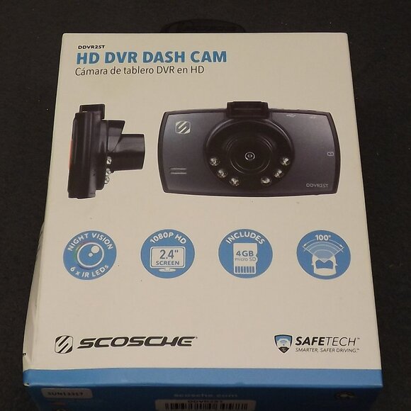 Scosche Dash Cam 1080P HD DVR 4GB Night Vision DDVR2ST Complete In Box - Picture 1 of 5